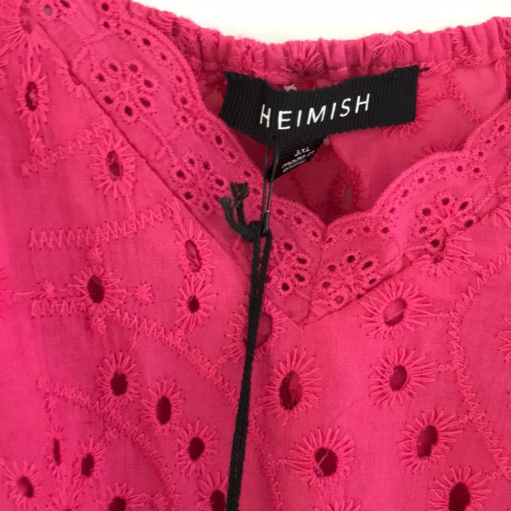 Y2K Flattering Babydoll Bust Eyelet Spaghetti-Strap Cami Pink Plus Size 3X NEW - Picture 2 of 6